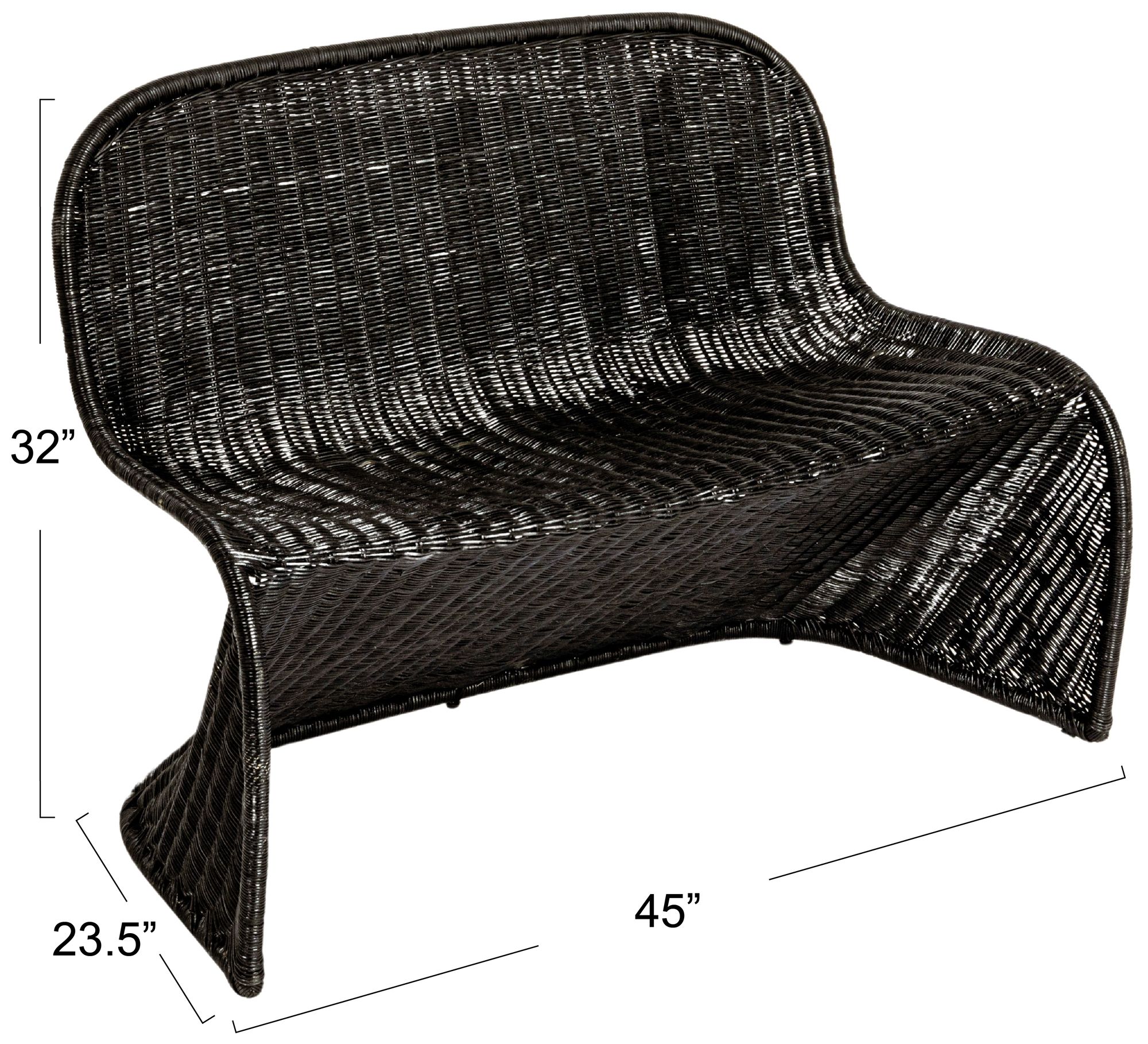 Image 3 S-Frame Woven Bench, Black more views
