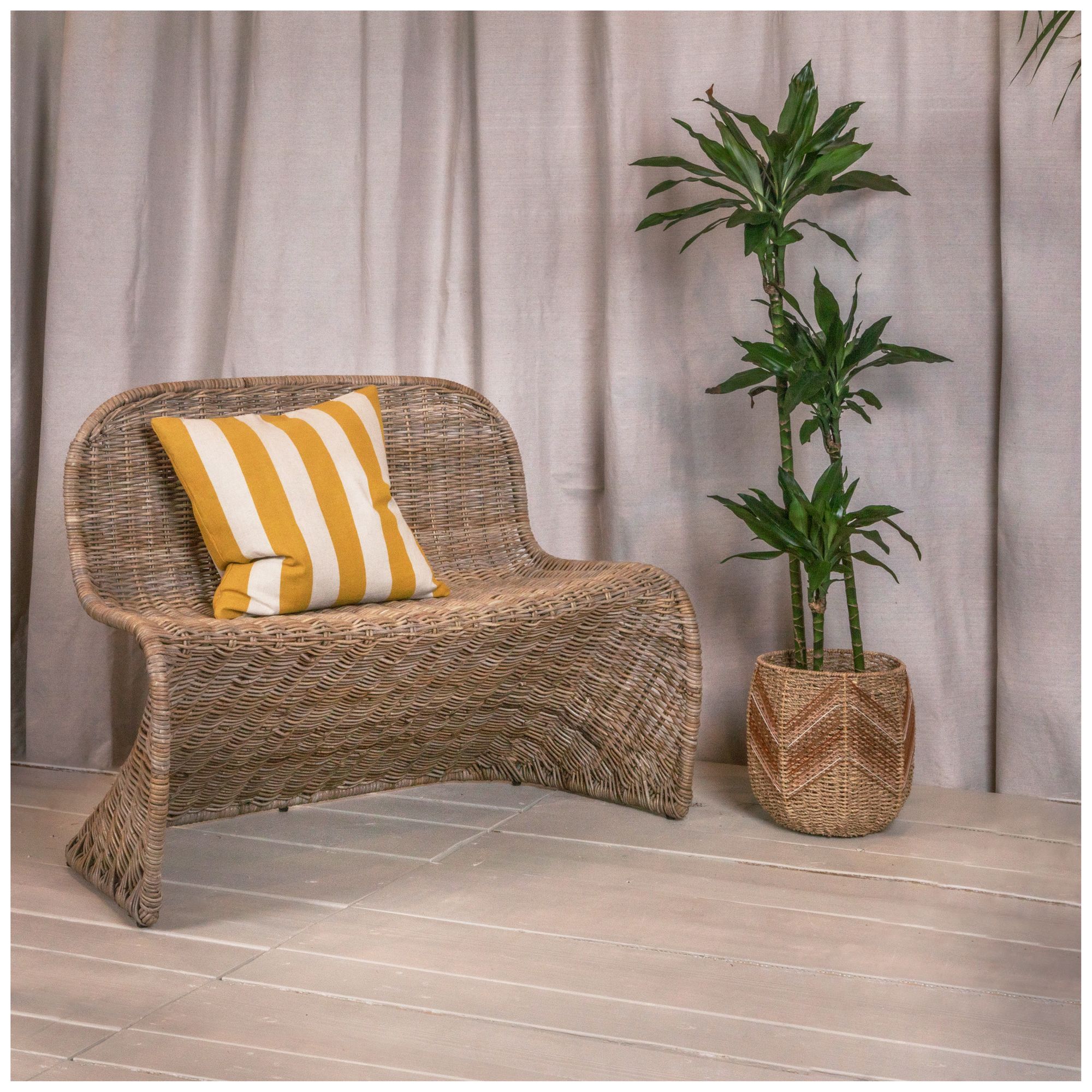 Image 2 S-Frame Woven Bench, Natural more views