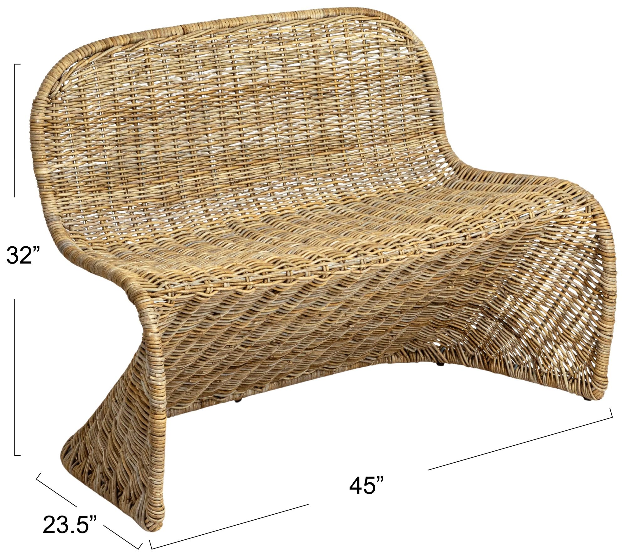 Image 3 S-Frame Woven Bench, Natural more views