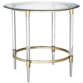 Image3 of Saarinen 24 1/4" Wide Gold and Glass Side Table