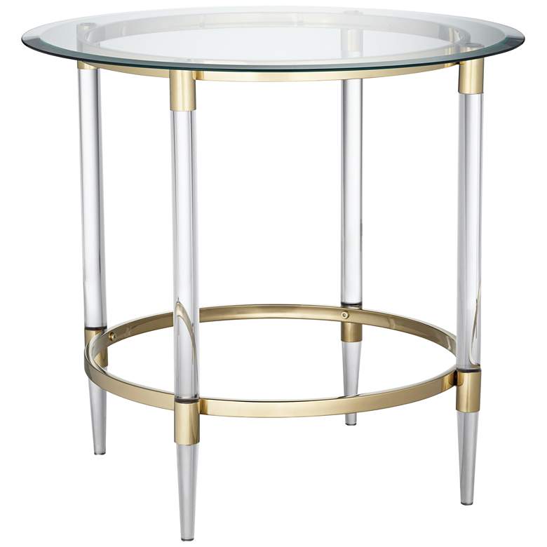 Image 3 Saarinen 24 1/4" Wide Gold and Glass Side Table