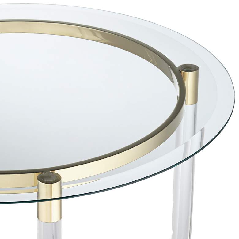 Image 4 Saarinen 24 1/4" Wide Gold and Glass Side Table more views