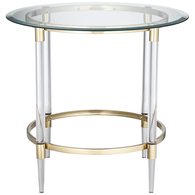 Image 6 Saarinen 24 1/4" Wide Gold and Glass Side Table more views