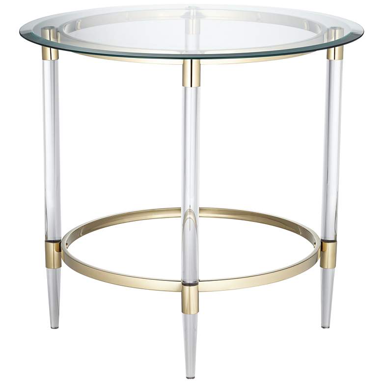 Image 7 Saarinen 24 1/4" Wide Gold and Glass Side Table more views