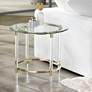 Saarinen 24 3/4" Wide Gold and Glass Side Table