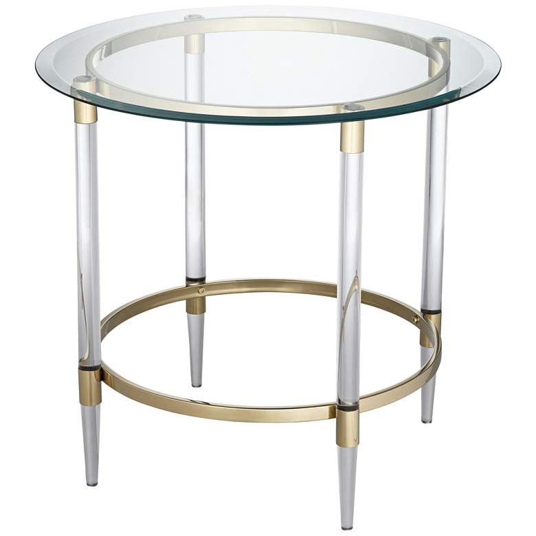 Image 7 Saarinen 24 3/4 inch Wide Gold and Glass Side Table more views