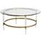 Saarinen 38" Wide Gold and Glass Coffee Table