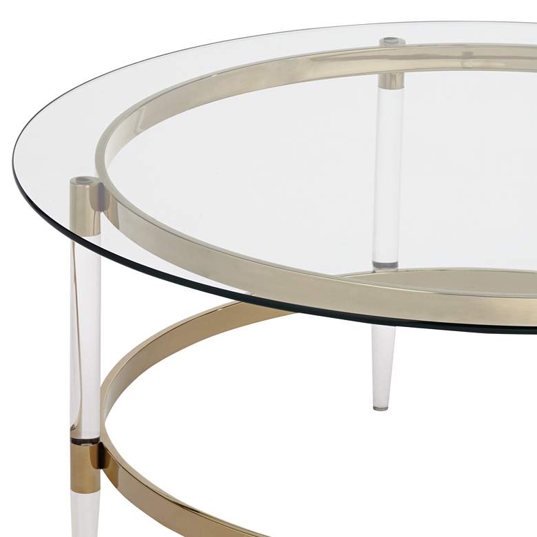 Image 3 Saarinen 38" Wide Gold and Glass Coffee Table more views