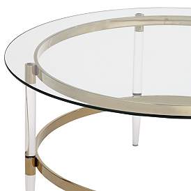 Image3 of Saarinen 38" Wide Gold and Glass Coffee Table more views