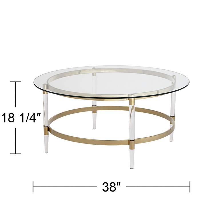 Image 5 Saarinen 38" Wide Gold and Glass Coffee Table more views