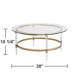 Image5 of Saarinen 38" Wide Gold and Glass Coffee Table more views