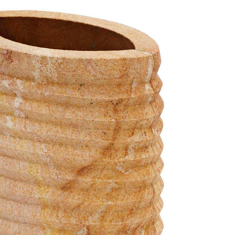 Image 3 Saava 10" High Sandstone Ribbed Stone Decorative Vase more views