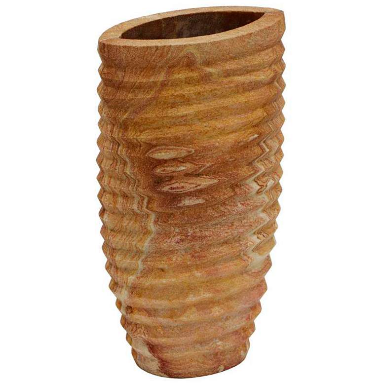 Image 4 Saava 10" High Sandstone Ribbed Stone Decorative Vase more views