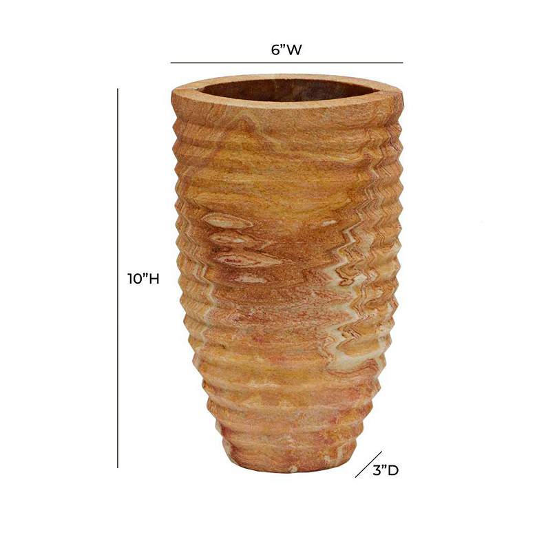 Image 5 Saava 10" High Sandstone Ribbed Stone Decorative Vase more views