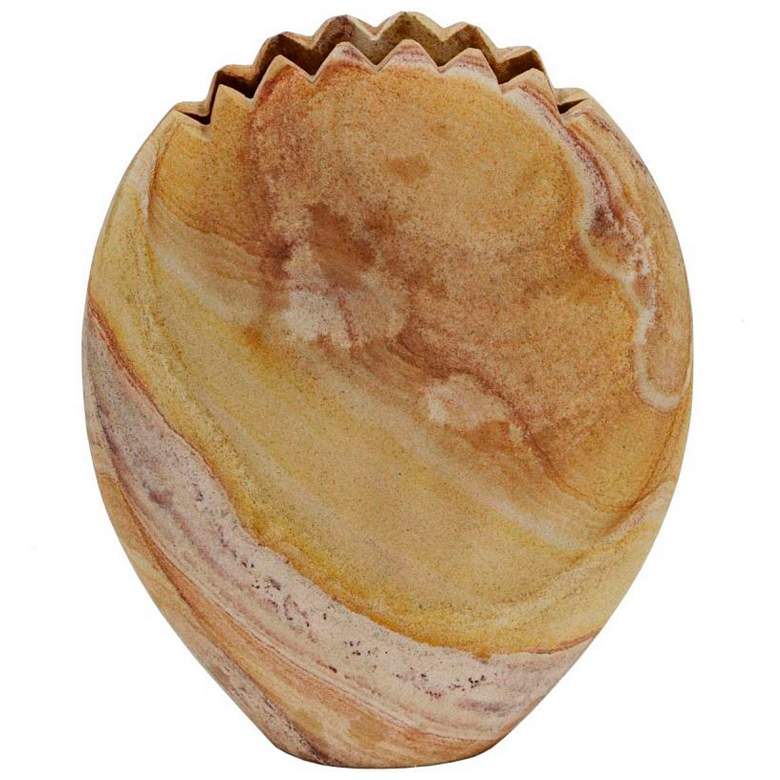 Image 2 Saava 11" Wide Sandstone Mantis Stone Decorative Vase