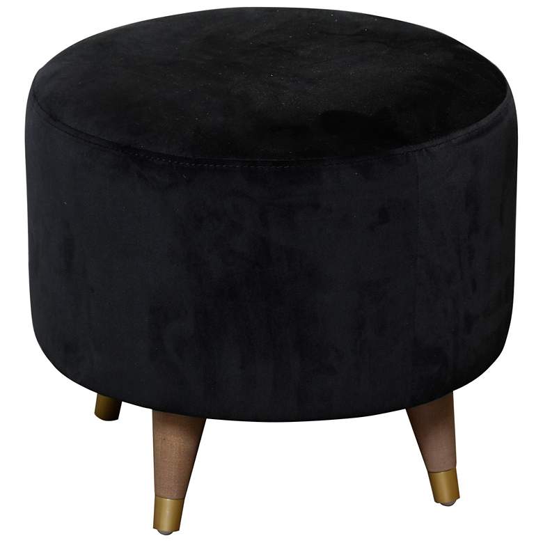 Image 1 Saba Black Velvet Ottoman - Hardwood