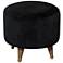 Saba Black Velvet Ottoman - Hardwood
