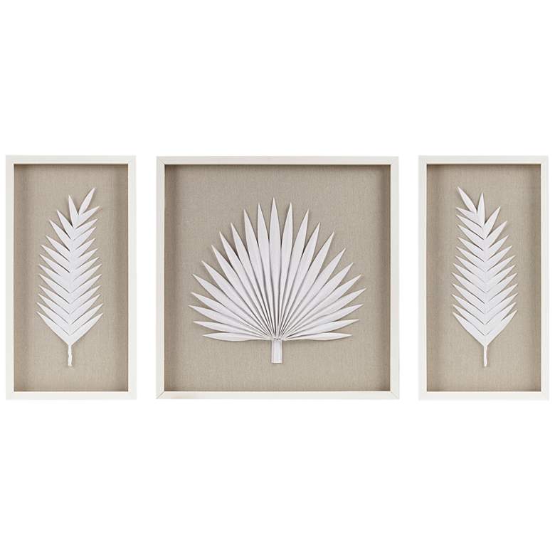 Image 2 Sabal Palm 30 1/4 inch High Off-White 3-Piece Frame Wall Art Set