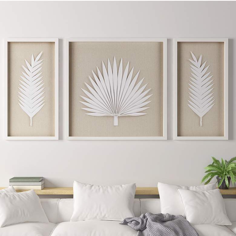 Image 1 Sabal Palm 30 1/4 inch High Off-White 3-Piece Frame Wall Art Set