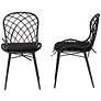 Sabelle Black Rattan Metal Dining Chairs Set of 2