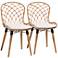 Sabelle Gray-Washed Rattan Brown Wood Dining Chairs Set of 2