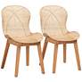 2_Sabelle Natural Brown Wood Rattan Dining Chairs Set of 2