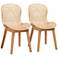 Sabelle Natural Brown Wood Rattan Dining Chairs Set of 2