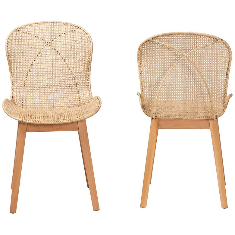 Image 5 Sabelle Natural Brown Wood Rattan Dining Chairs Set of 2 more views