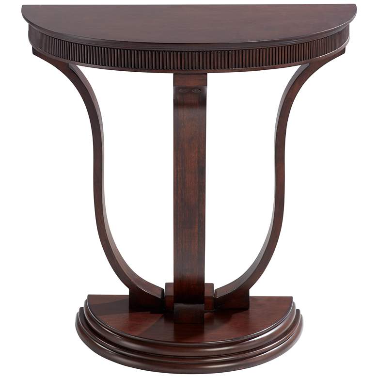 Image 2 Saber 31" Wide Oak Wood Demilune Console Table