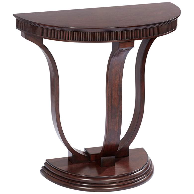 Image 5 Saber 31" Wide Oak Wood Demilune Console Table more views