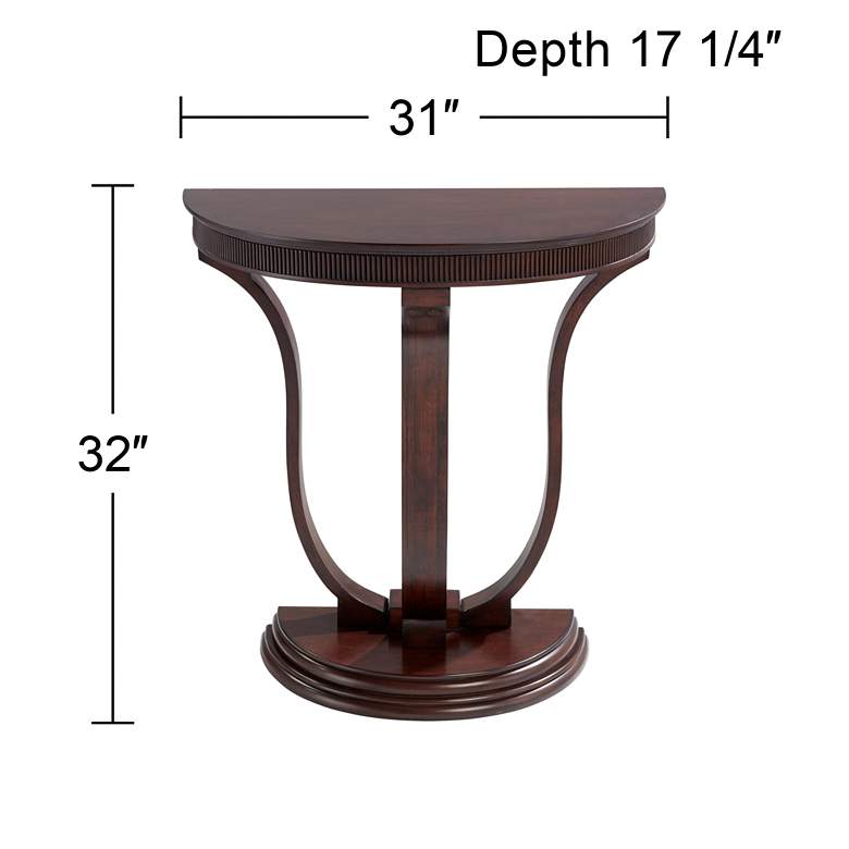 Image 7 Saber 31" Wide Oak Wood Demilune Console Table more views