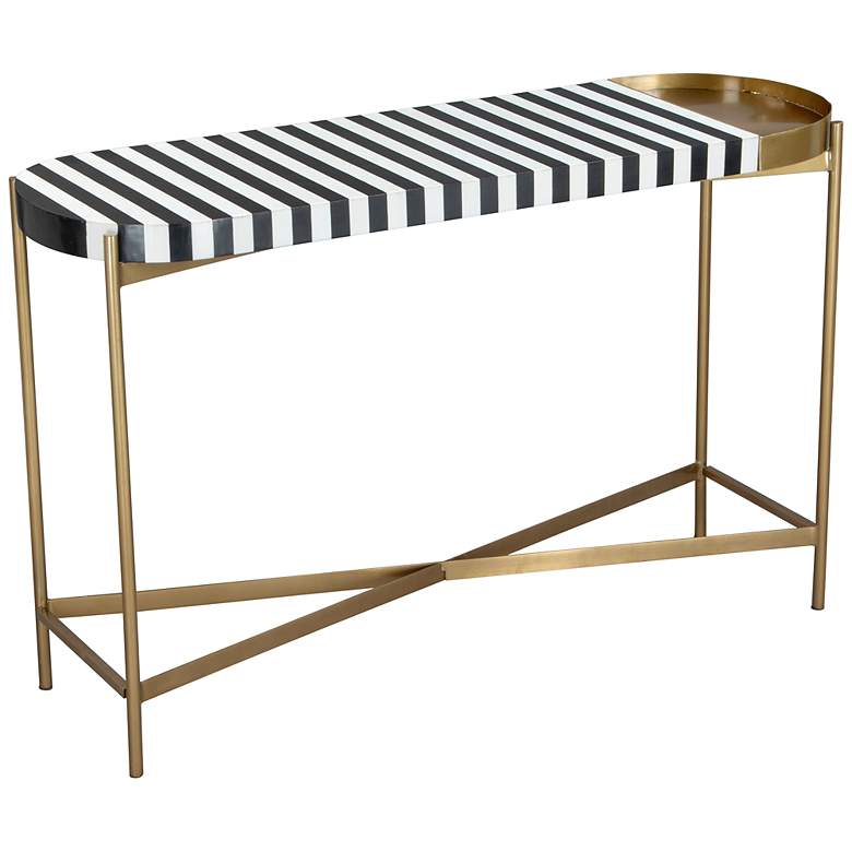 Image 2 Saber 48" Wide Black White Gold Iron Console Table