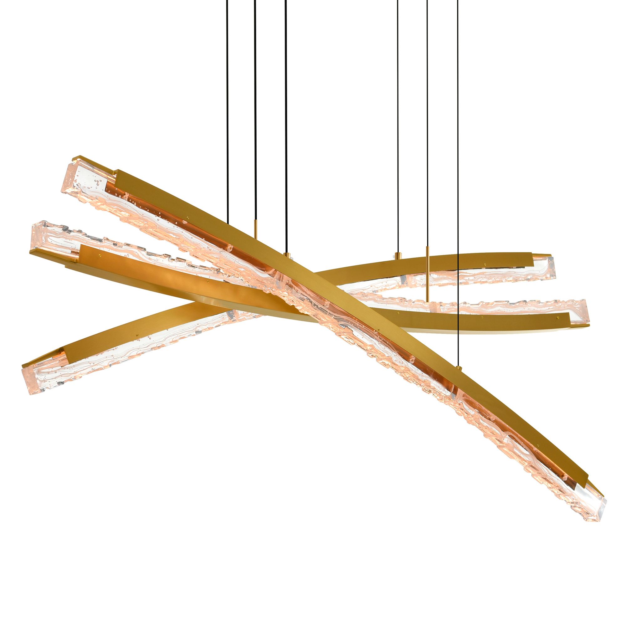 Image 2 Saber Integrated LED 50in Brass Chandelier with Handcrafted Glass more views