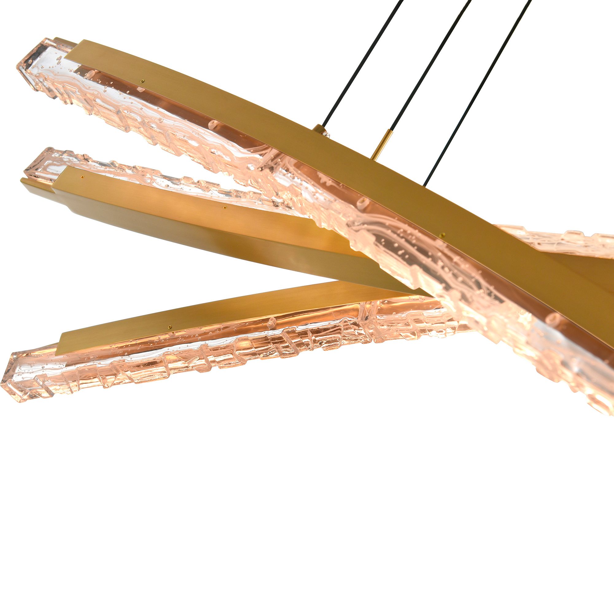 Image 3 Saber Integrated LED 50in Brass Chandelier with Handcrafted Glass more views