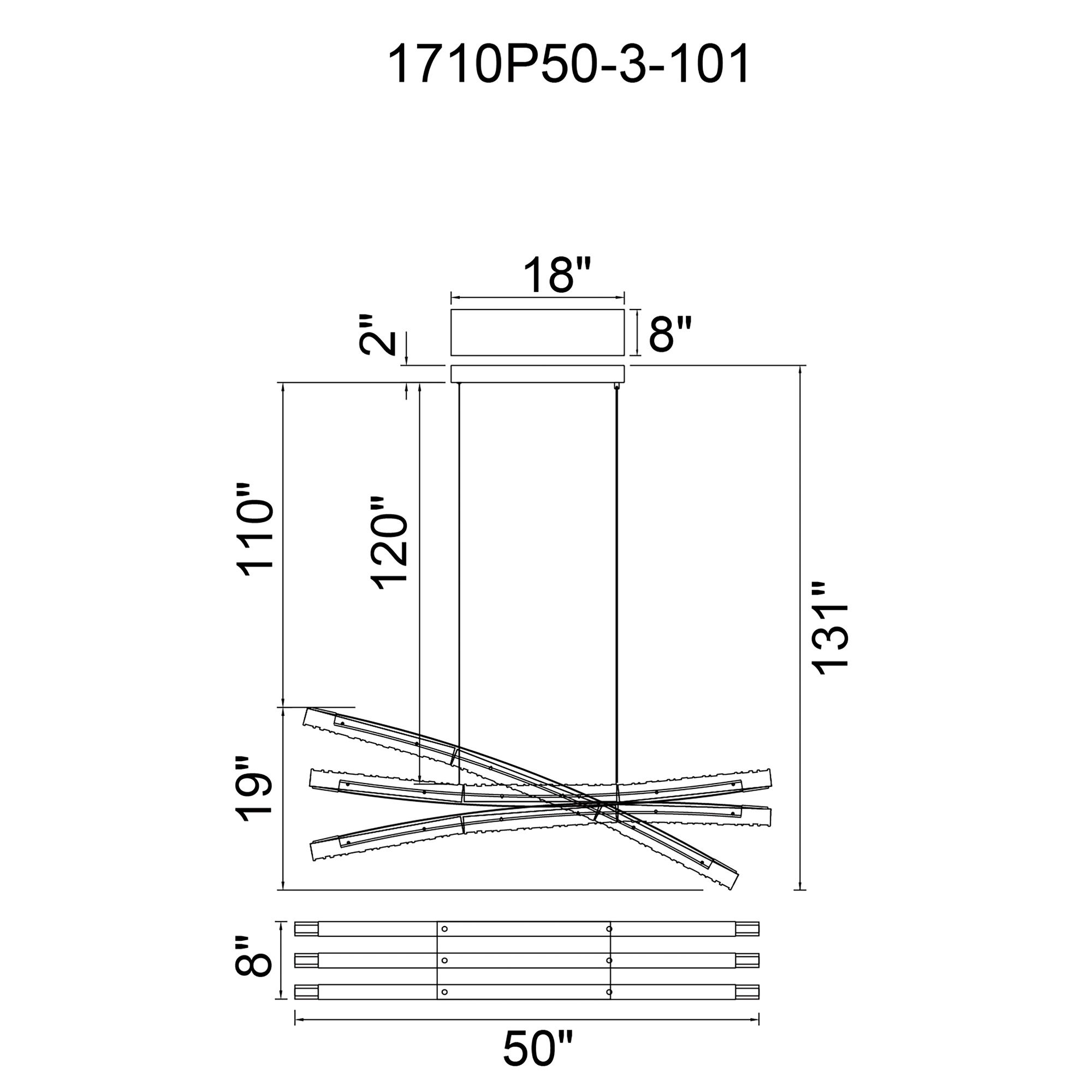 Saber Integrated LED Black Chandelier