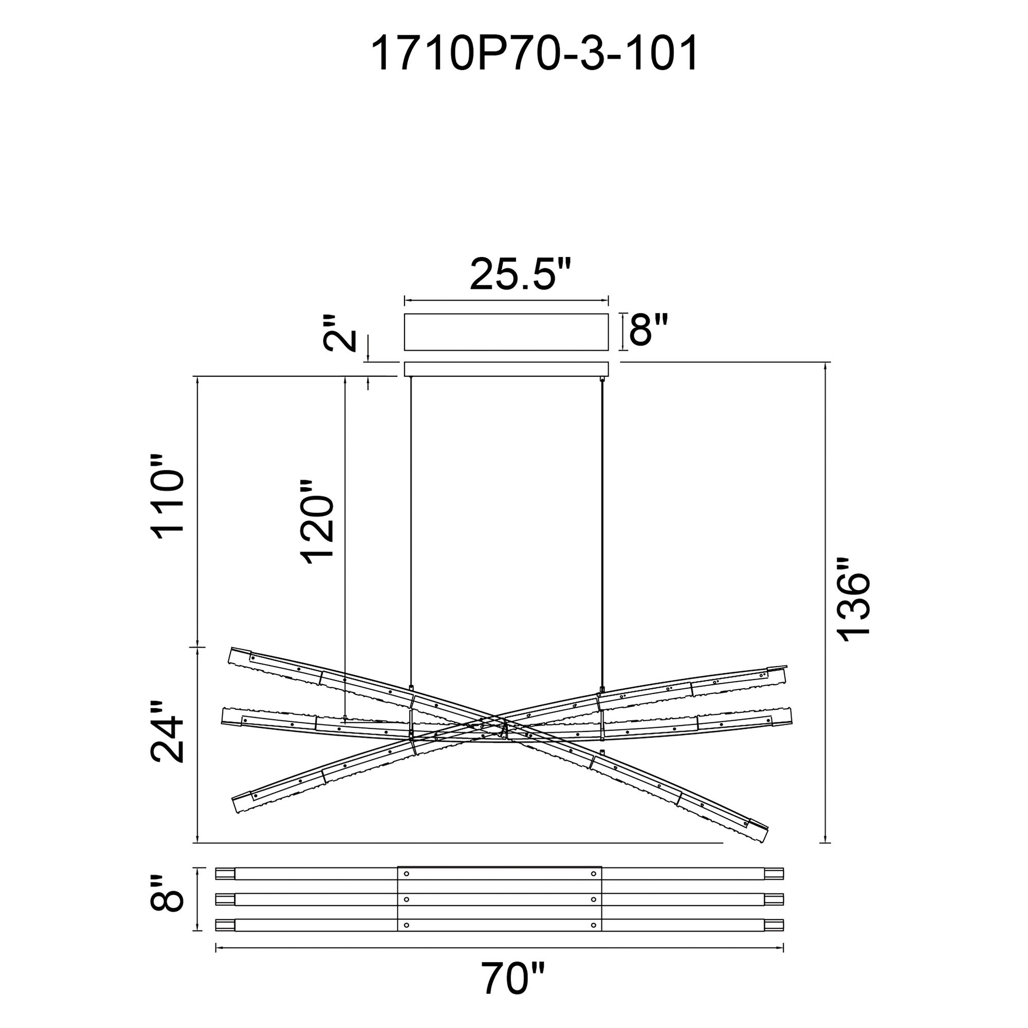 Saber Integrated LED Black Chandelier