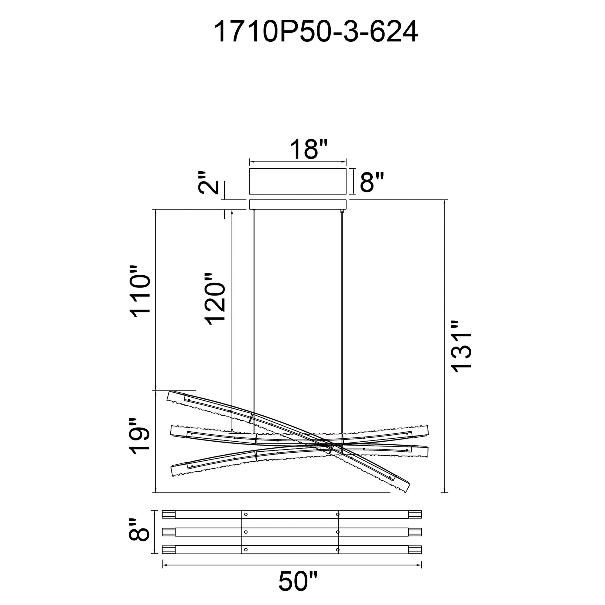 Saber Integrated LED Brass Chandelier