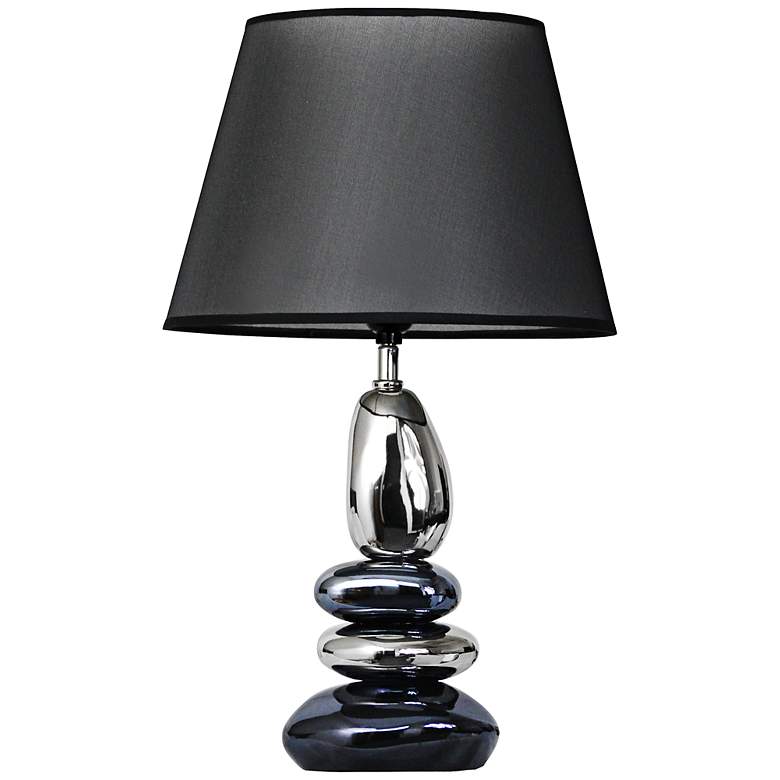 Image 1 Sabin Chrome and Metallic Bue Stone Ceramic Table Lamp