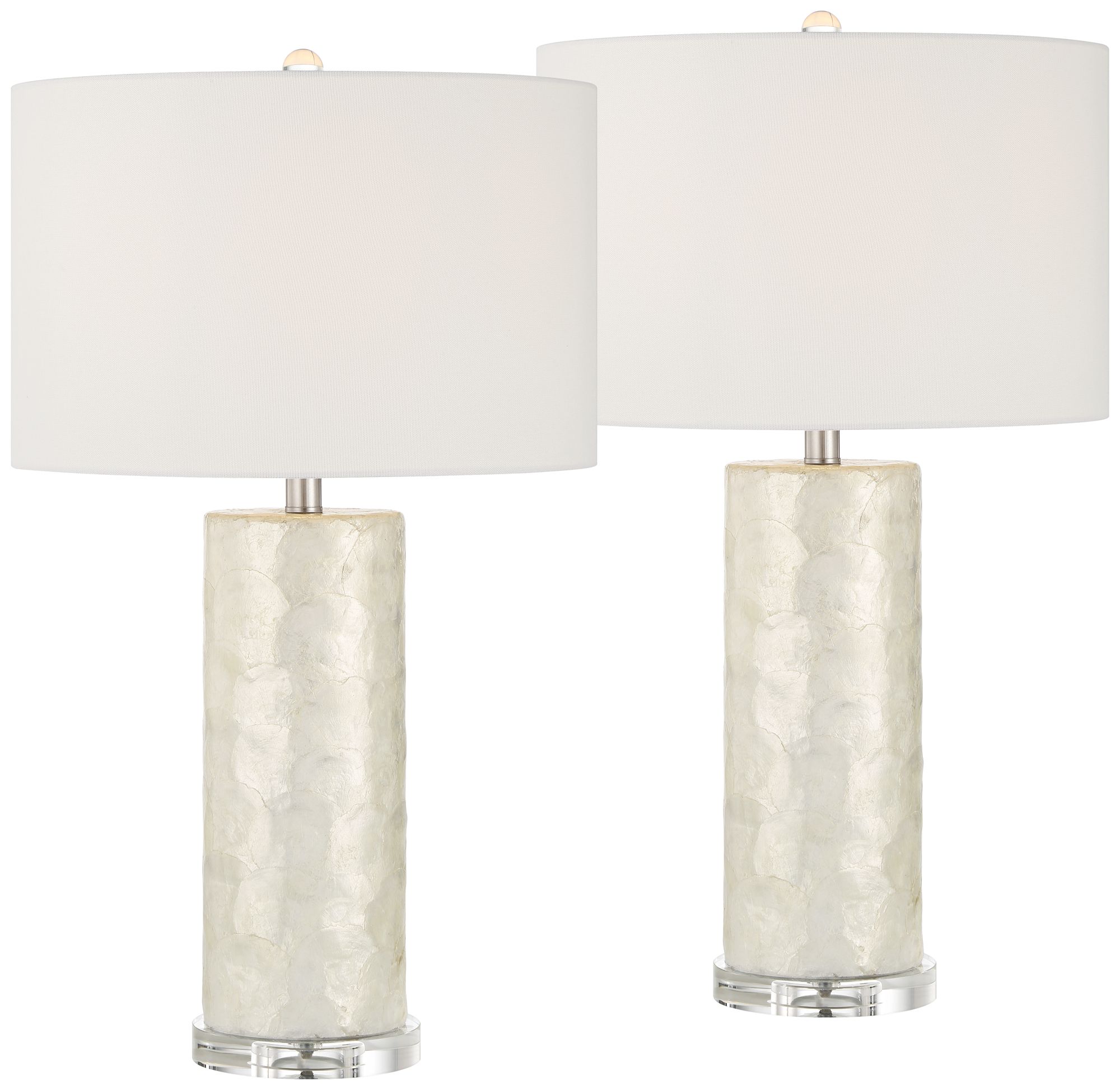 Image 2 Sabina 27 1/2"H Textured Pearlescent White Cylinder Table Lamp Set