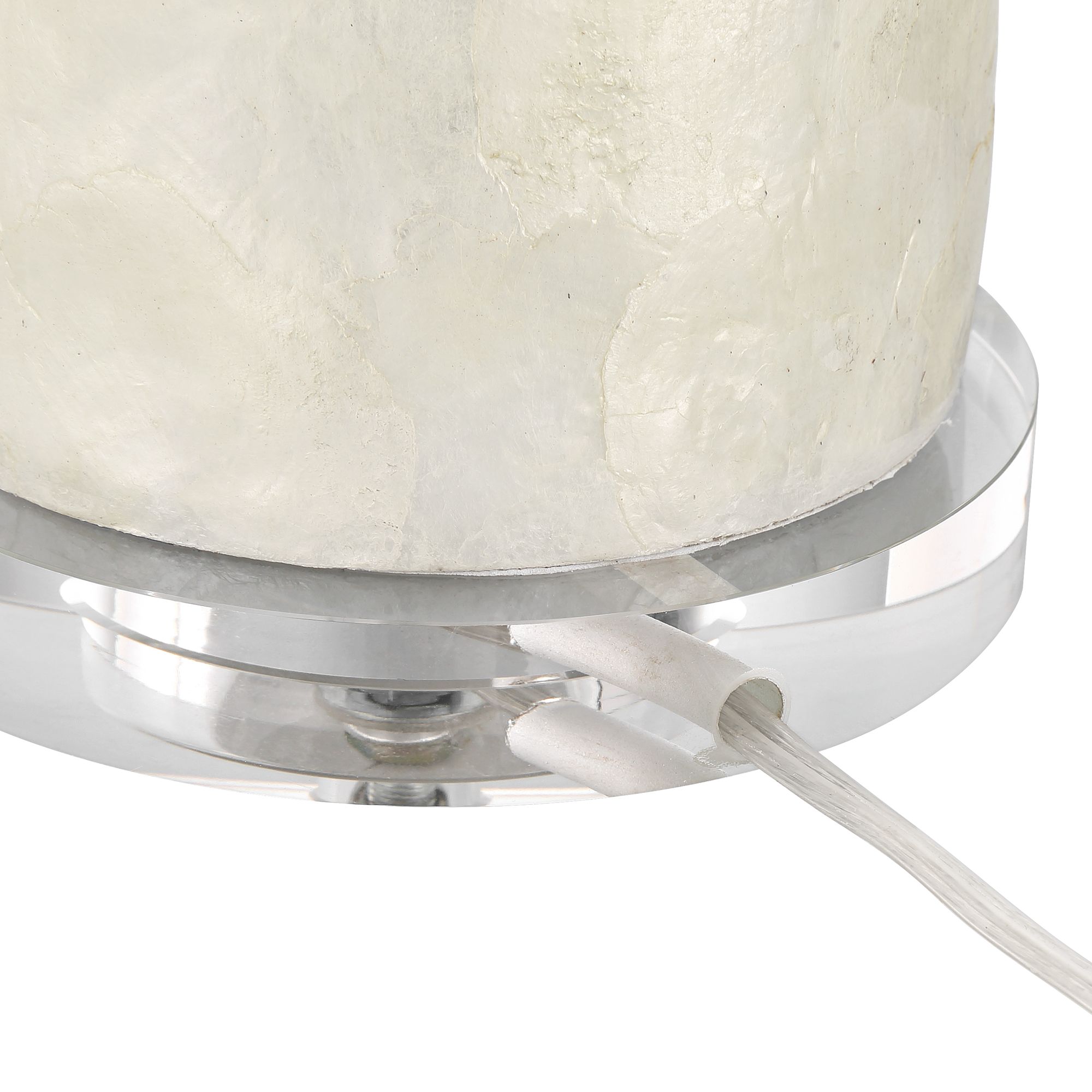 Watch A Video About the Sabina Textured Pearlescent White Cylinder Table Lamp