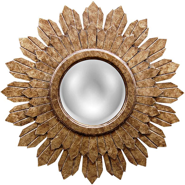 Image 1 Sabina Antiqued Gold 30 1/2" Round Sunburst Wall Mirror