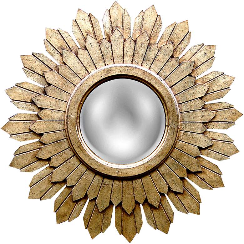 Image 1 Sabina Gold Leaf 30 1/2 inch Round Sunburst Wall Mirror