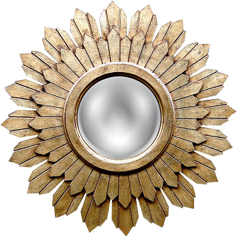 Image 1 Sabina Gold Leaf 30 1/2" Round Sunburst Wall Mirror