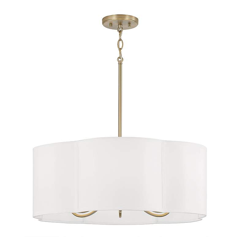 Image 2 Sabine 24" Wide Matte Brass Pendant Light with Fabric Shade