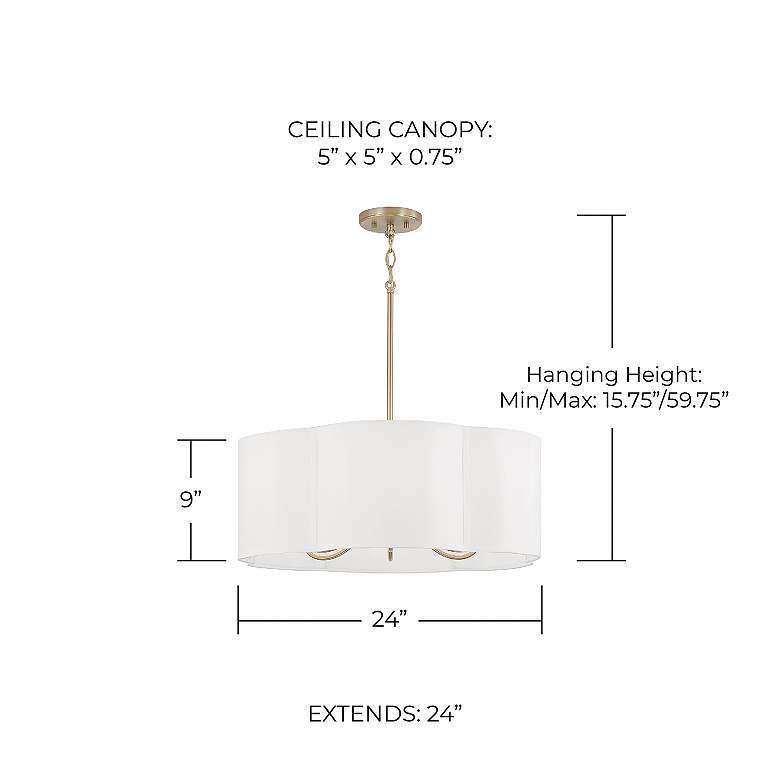 Image 3 Sabine 24" Wide Matte Brass Pendant Light with Fabric Shade more views