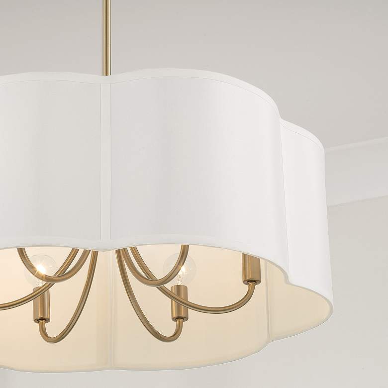 Image 5 Sabine 24" Wide Matte Brass Pendant Light with Fabric Shade more views