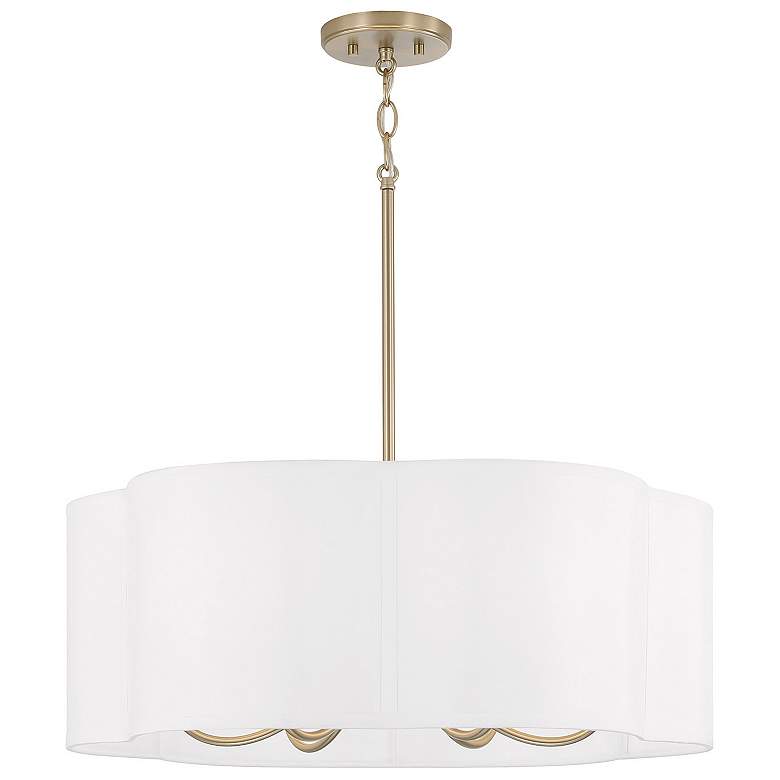 Image 6 Sabine 24" Wide Matte Brass Pendant Light with Fabric Shade more views