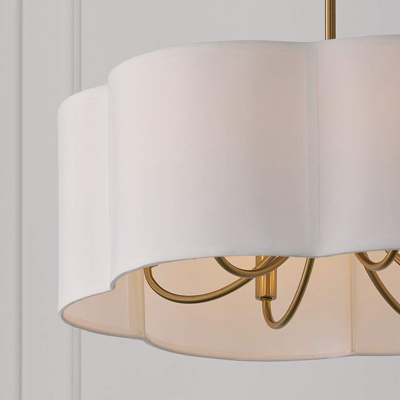Image 7 Sabine 24" Wide Matte Brass Pendant Light with Fabric Shade more views