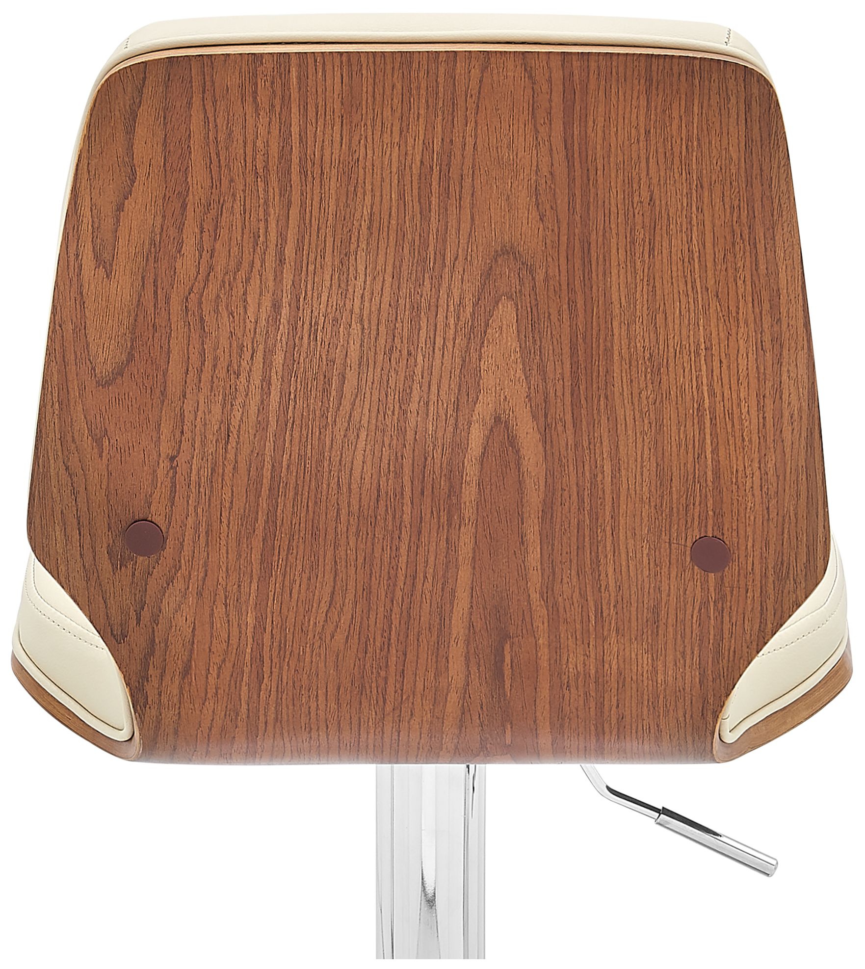 Sabine Adjustable Swivel Barstool in Walnut Finish with Cream Faux Leather