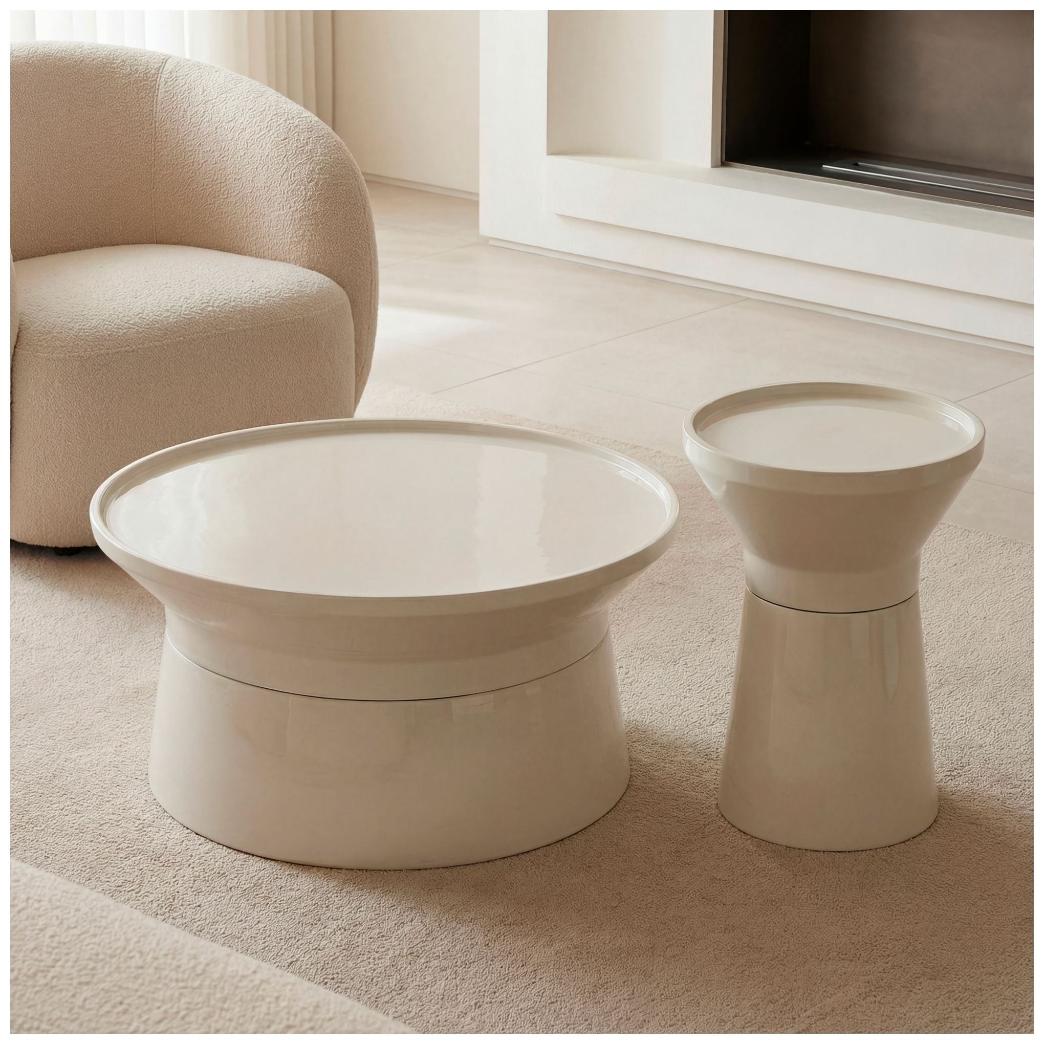 Image 5 Sabine Enamel Coffee Table Bone White more views